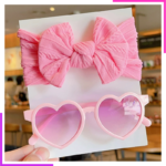Lunettes Soleil en Forme de Cœur et Bandeau à Nœud – Image 4