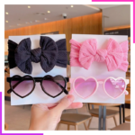 Lunettes Soleil en Forme de Cœur et Bandeau à Nœud – Image 3