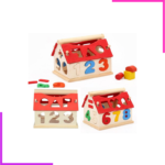 Case en bois avec chiffres, lettres et signes arithmétiques. Méthode Montessori