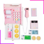 Ensemble de Jouets de Caisse Enregistreuse en Bois pour Enfants