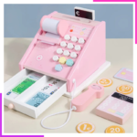 Ensemble de Jouets de Caisse Enregistreuse en Bois pour Enfants