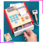 Ensemble de Jouets de Caisse Enregistreuse en Bois pour Enfants