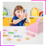 Ensemble de Jouets de Caisse Enregistreuse en Bois pour Enfants