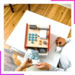 Ensemble de Jouets de Caisse Enregistreuse en Bois pour Enfants