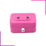 Petit Coffre Tirelire en Metal Rose