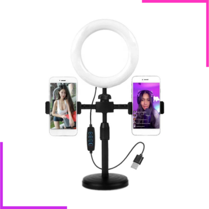 Anneau Lumineux  pour Selfies avec Support Double Téléphone