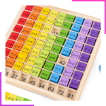 Planche de multiplication en bois colorée