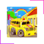 Puzzle éducatif en bois transport bus ecole