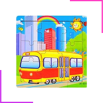 Puzzle éducatif en bois transport bus