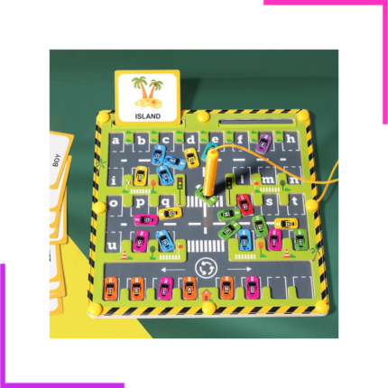 Jeu labyrinthe magnétique alphabet pour enfant en bois