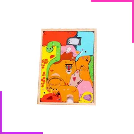 Puzzle en bois 3D pour apprendre les noms d'animaux, les couleurs