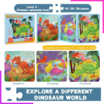 Lot de 5 livres à puzzles en bois magnétique à niveaux