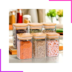 Lot de 3 Bocaux Carré 280ML avec Couvercle en Bambou – Image 5