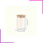 Lot de 3 Bocaux Carré 280ML avec Couvercle en Bambou – Image 2