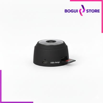 Caméra miniature de surveillance Wi-Fi noire.