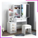 Coiffeuse de Rangement Moderne avec Mirroir LED – Image 2