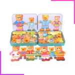 Jeu de Puzzle Educatif, Bois Montessori, Boîte en métal