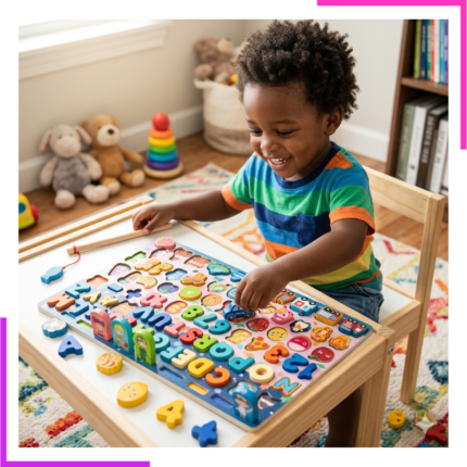 Planche d'apprentissage 8 en 1 Montessori en bois