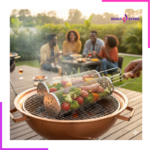 Panier de cuisson roulant pour barbecue sur grill extérieur