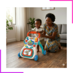 Bébé  apprenant à marcher avec un super trotteur musical multi-activités