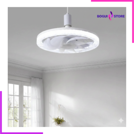 Ventilateur de plafond moderne blanc avec éclairage LED circulaire  intégré